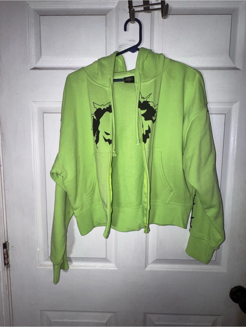 Women’s Neon Green Hooded Zip Jacket with Graphic